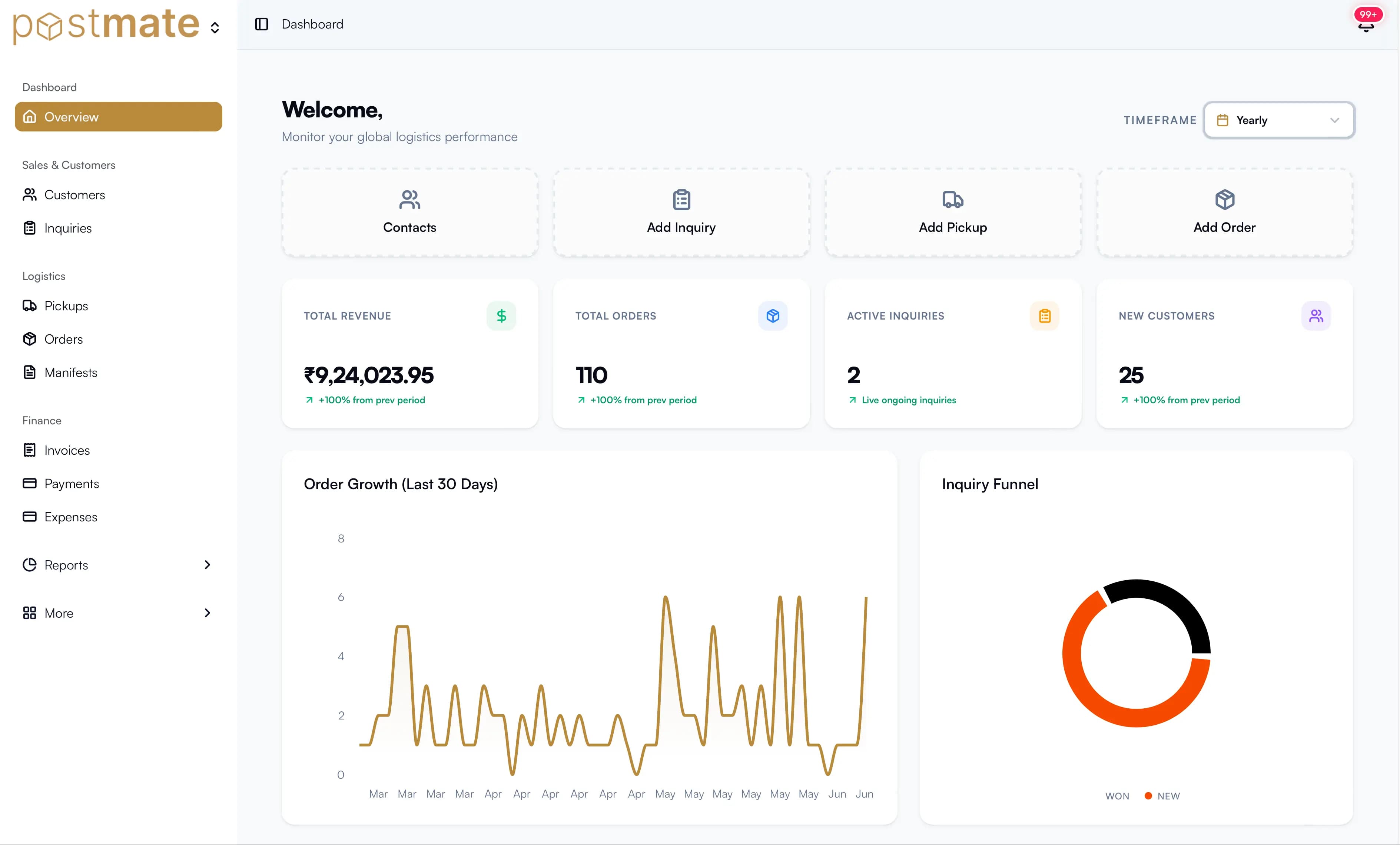Postmate Dashboard Preview